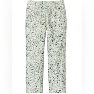 Tory Burch Eliana  Laceflower white/green 100% silk crop pants, size 12